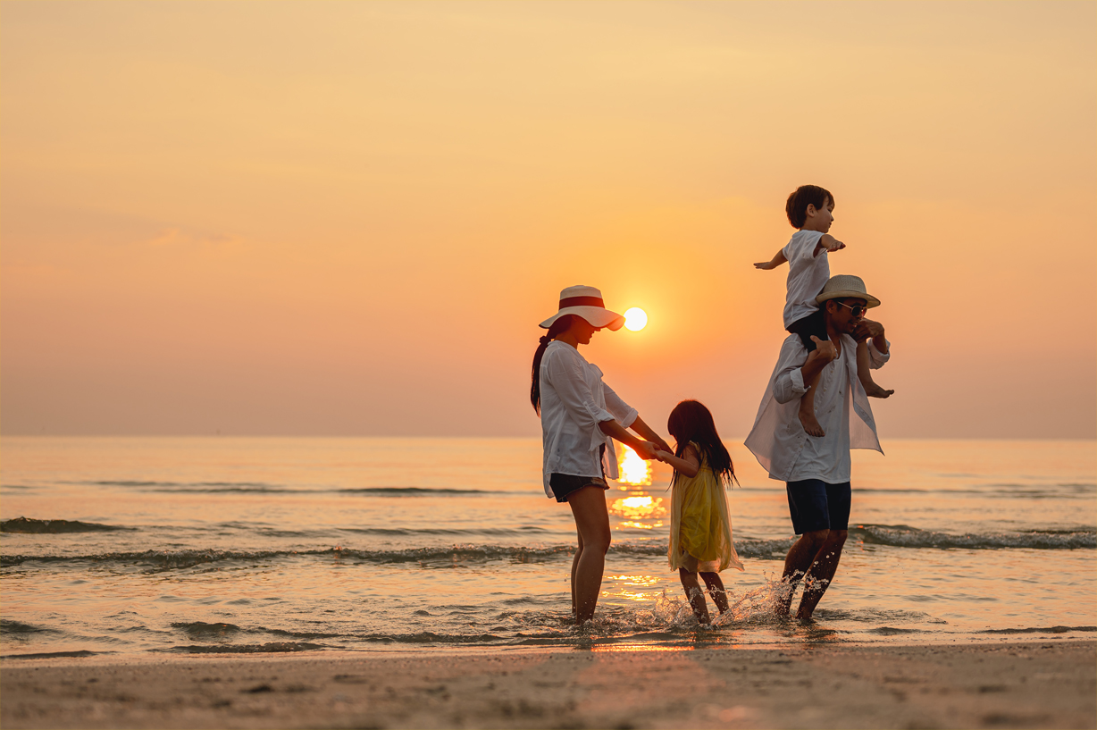 family at the beach