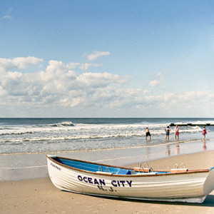 Ocean City, NJ boat by the ocean.